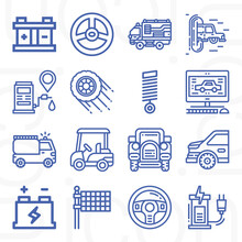 16 Pack Of Cable Railway  Lineal Web Icons Set