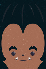 Poster - happy halloween cute wolf man face character