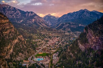 Canvas Print - Ouray is a Tourist Mountain Town with a Hot Springs Aquatic Center