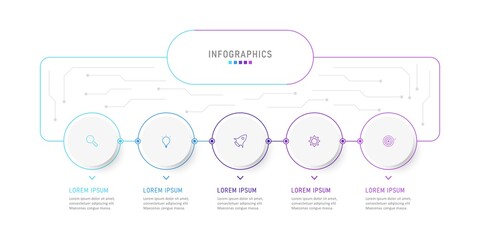 Vector Infographic label design template with icons and 5 options or steps. Can be used for process diagram, presentations, workflow layout, banner, flow chart, info graph.