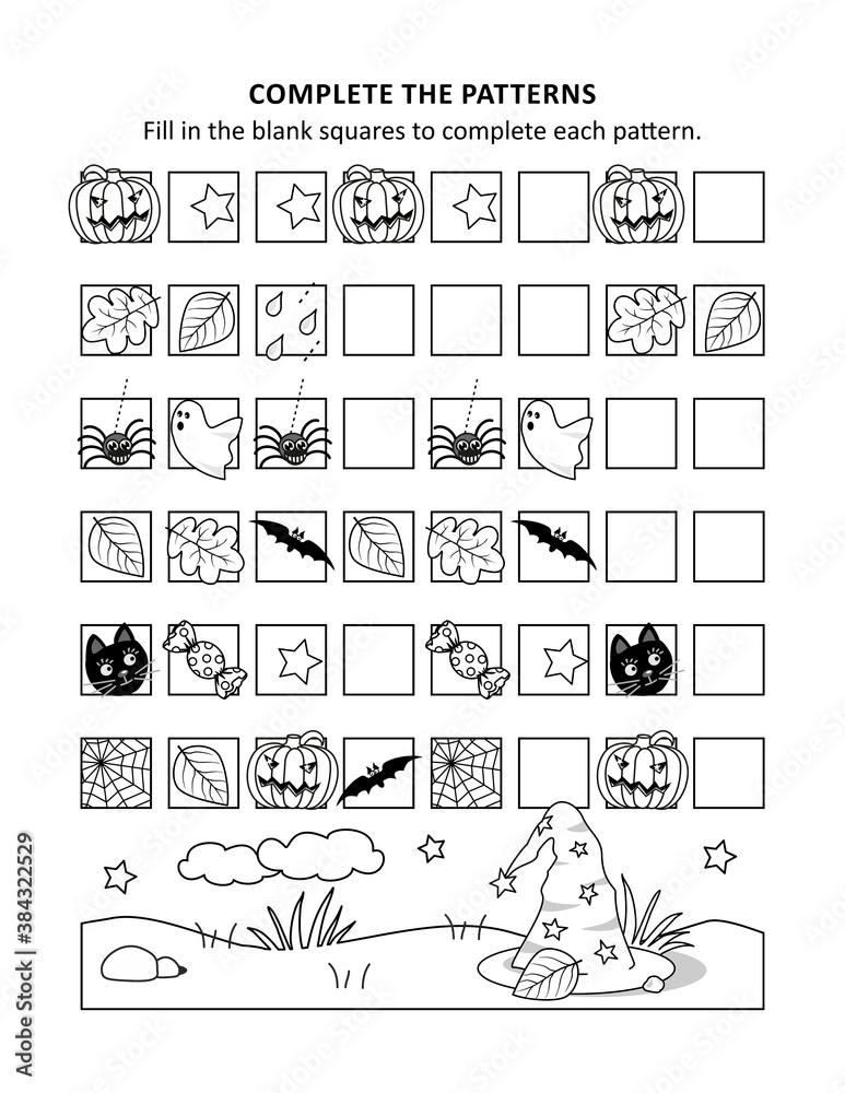 Halloween educational math activity sheet and coloring page to learn ...
