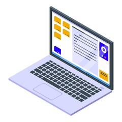 Poster - Office laptop icon. Isometric of office laptop vector icon for web design isolated on white background