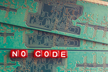 red cubes with the inscription no code