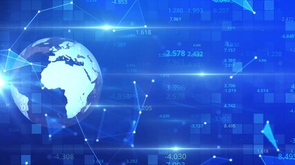 Wall Mural - digital global animation numbers video loop