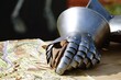 Detail of gloves of a medieval armor.