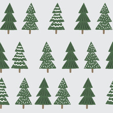 Vector Repeat Pattern With Horizontally Aligned Winter Trees
