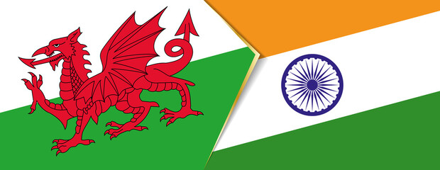 Wales and India flags, two vector flags.