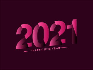 Happy New Year 2021 Text Typography Design Patter, Vector illustration.