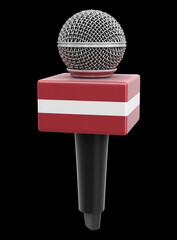 Poster - Microphone with Latvian flag. Image with clipping path
