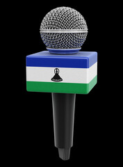 Poster - Microphone and Lesotho flag. Image with clipping path