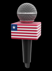 Poster - Microphone and Liberia flag. Image with clipping path
