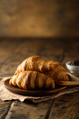 Sticker - Traditional homemade French croissants on a plate