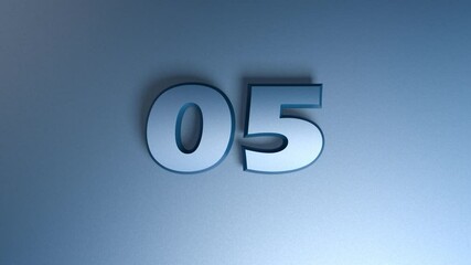 Poster - The number 05 is on a blue glossy surface and two horizontal bars go from one side to the other and back - 3D rendering video clip