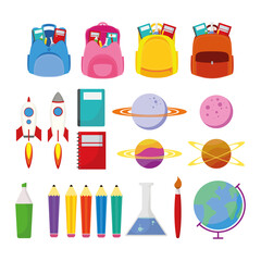 Sticker - back to school season poster with set supplies