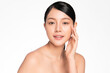 © kitthanes  - Beautiful young asian woman with clean fresh skin on white background, Face care, Facial treatment, Cosmetology, beauty and spa, Asian women portrait