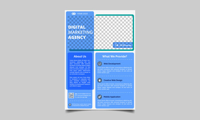 Corporate Flyer Design template for Digital marketing blue