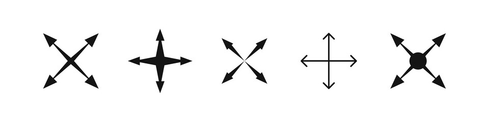 Aufkleber - Arrow vector icon with different four dirrections, cross orientation arrows collection on white background.