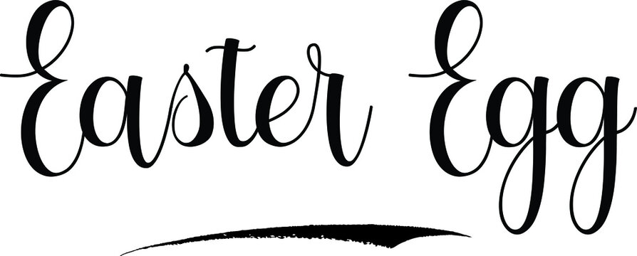 Easter Egg Calligraphy Black Color Text on White Background