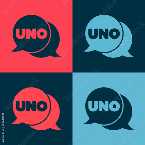 Cuadros en Lienzo Pop art Uno card game icon isolated on color background. Vector.