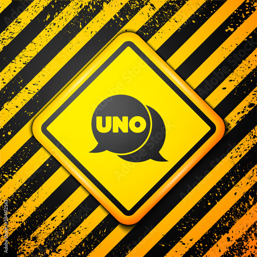 Fotomural Black Uno card game icon isolated on yellow background