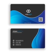 Creative Business Card For Company With Blue Black Colour Minimalis, Modern Vector Illustration