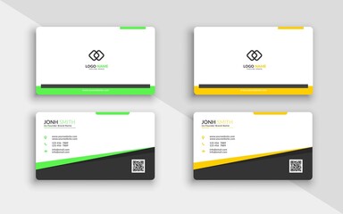 Wall Mural - Creative business card for company with green, yellow and white colour minimalis, modern Vector illustration