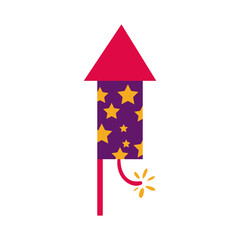 Poster - diwali rocket firework with stars flat style icon