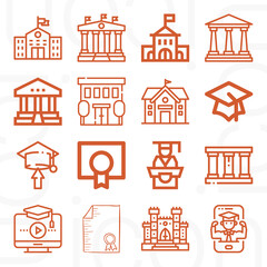 Wall Mural - 16 pack of educational institution  lineal web icons set