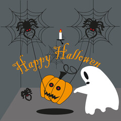 Sticker - Halloween celebration of pampskin spides and ghosts