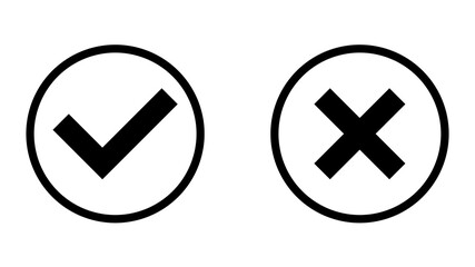 Poster - yes and no or right and wrong or approved and declined icons with check mark and x signs in circles.