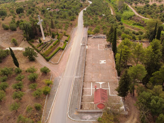 Aerial view of the civil war monument and cemetery in Pigada, Greece