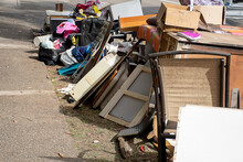 Household Miscellaneous Rubbish Items Put On Curbside For Council Bulk Waste Collection