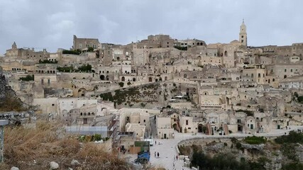 Wall Mural - view of the sassi of Matera city located on a rocky outcrop in Basilicata