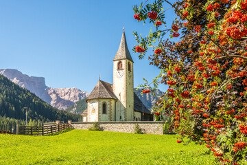 Wall Mural - Nature and Church of San Vito in San Vito village - South Tyrol,Italy