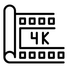 Poster - 4k video stream icon. Outline 4k video stream vector icon for web design isolated on white background