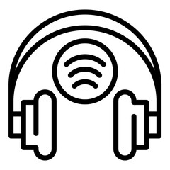 Poster - Wireless headphones stream icon. Outline wireless headphones stream vector icon for web design isolated on white background
