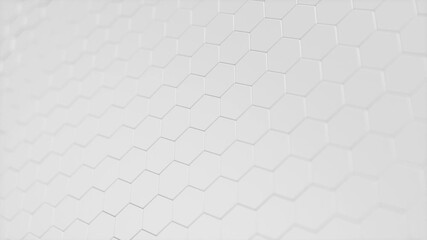 Poster - Movement of a wall of hexagons in waves up and down, which creates red self-luminous hexagons. Abstract futuristic geometric surface of hexagons. Hexagonal pattern. Looping, Seamless 3D Animation