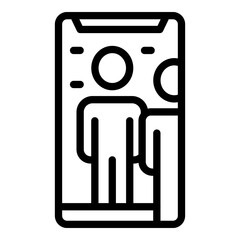 Poster - Phone online stream icon. Outline phone online stream vector icon for web design isolated on white background