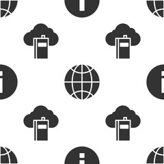 Aufkleber - Set Information, Social network and Cloud or online library on seamless pattern. Vector.
