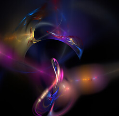 Fototapete - 3D visualization and isolated abstract fractal on a black background. The abstract computer is generated by a fractal design. creative background