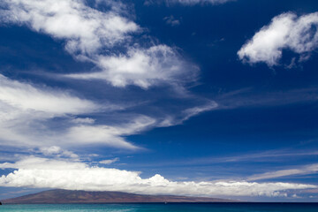 Sticker - View from Kaanapali Beach on Maui towards Lanai in Hawaii, USA.