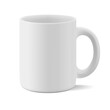 Vector realistic matte mockup of a white mug for drinks perspective view. White blank isolated cup. EPS 10