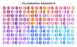 Colorful metallic gradients set. Purple gradients. Collection holographic textures.