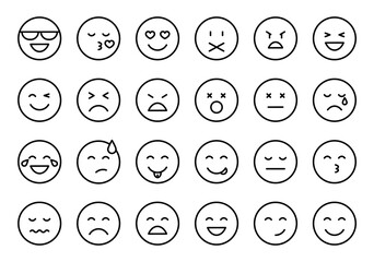 Set of emoticons line icons. Emoji. Vector flat icons for social media.