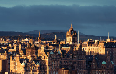 Fototapete - Edinburgh city skyline from Calton Hill., United Kingdom