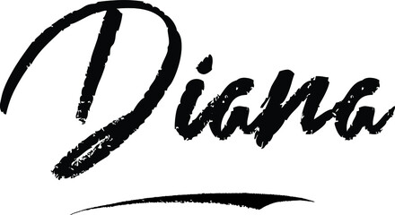 Poster - Diana-Female name Modern Brush Calligraphy on White Background