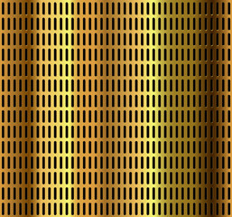 Wall Mural - Golden metallic steel texture background. Golden polished plate with a metal texture. Gold carbon fiber texture. Background of gold perforated metallic surface with holes. Industrial design backdrop.