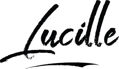 Fototapete - Lucille Female name Modern Brush Calligraphy on White Background
