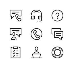 Poster - Call center line icons set. Modern graphic design concepts, black stroke linear symbols, simple outline elements collection. Vector line icons