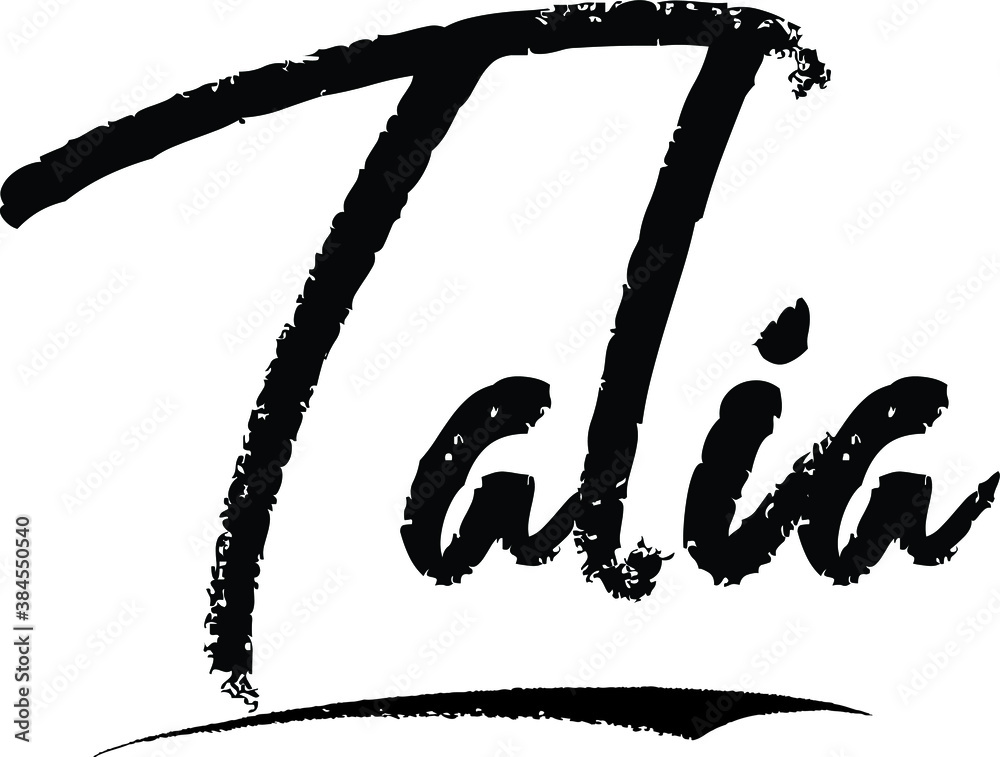 Talia Female name Modern Brush Calligraphy on White Background - obrazy, fototapety, plakaty 